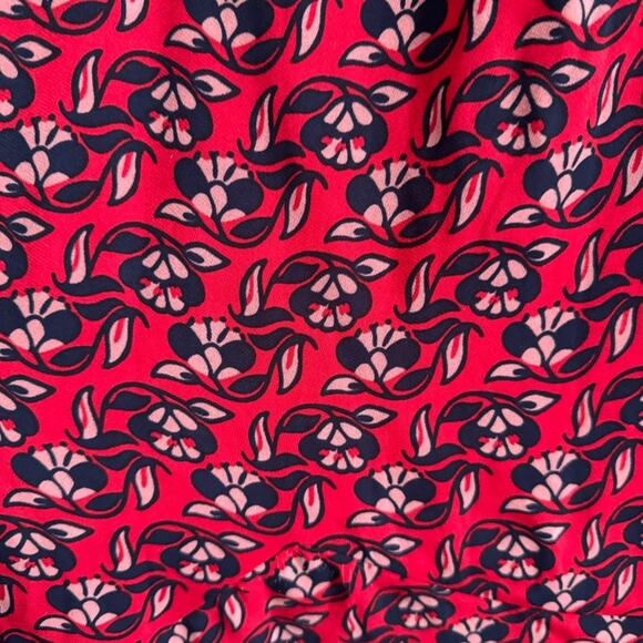 Boden Red Blue Floral Print Flounce Hem 3/4 Sleeve Midi Dress Women's size 6 - Picture 4 of 6